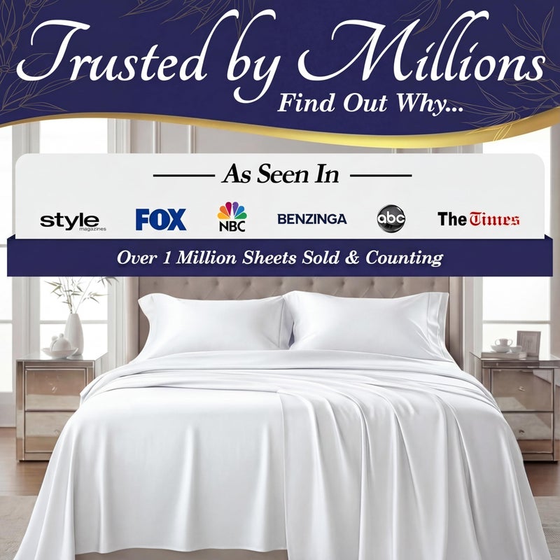 DECOLURE 100% Viscose Derived from Bamboo Sheets King Size - Luxury 4 Pc Naturally Cooling Sheets, Ultra Soft Bed Set - Deep 17" Pockets, Durable Double Stitching, Oeko Tex Standard (White) - Image 4