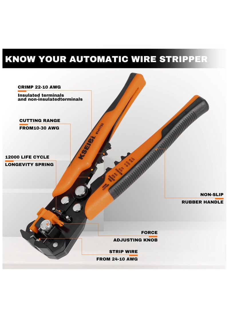 KSEIBI - Automatic Wire Stripper 3 in 1, Basics Self-Adjusting Wire Stripper/Wire Cutter, Heavy Duty, Cutting and Crimping, Stripping Copper and Aluminum Wires, Solid, Stranded and Romex Wire, Stripping Machine. - Image 1