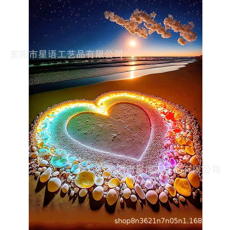 5D Diamond Painting Factory Love Beach Landscape Decorative Painting Diy Handmade Diamond Explosions - Image 4