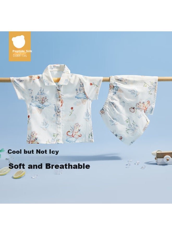 Beptides Peptides Mint Children's Pajamas New Home Wear Set Thin Cool Baby Summer Short Sleeve Clothes - Image 4