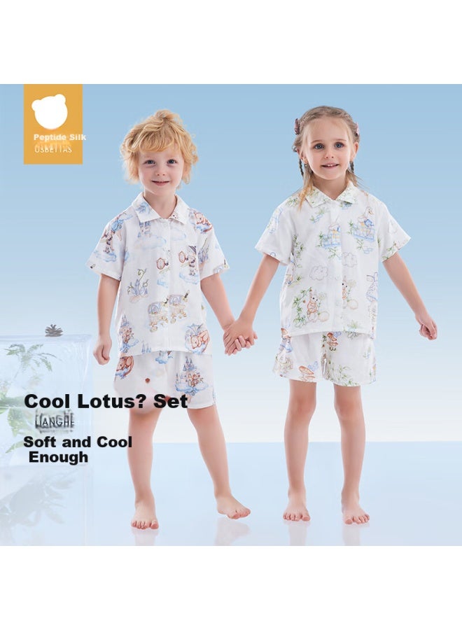 Beptides Peptides Mint Children's Pajamas New Home Wear Set Thin Cool Baby Summer Short Sleeve Clothes - Image 5