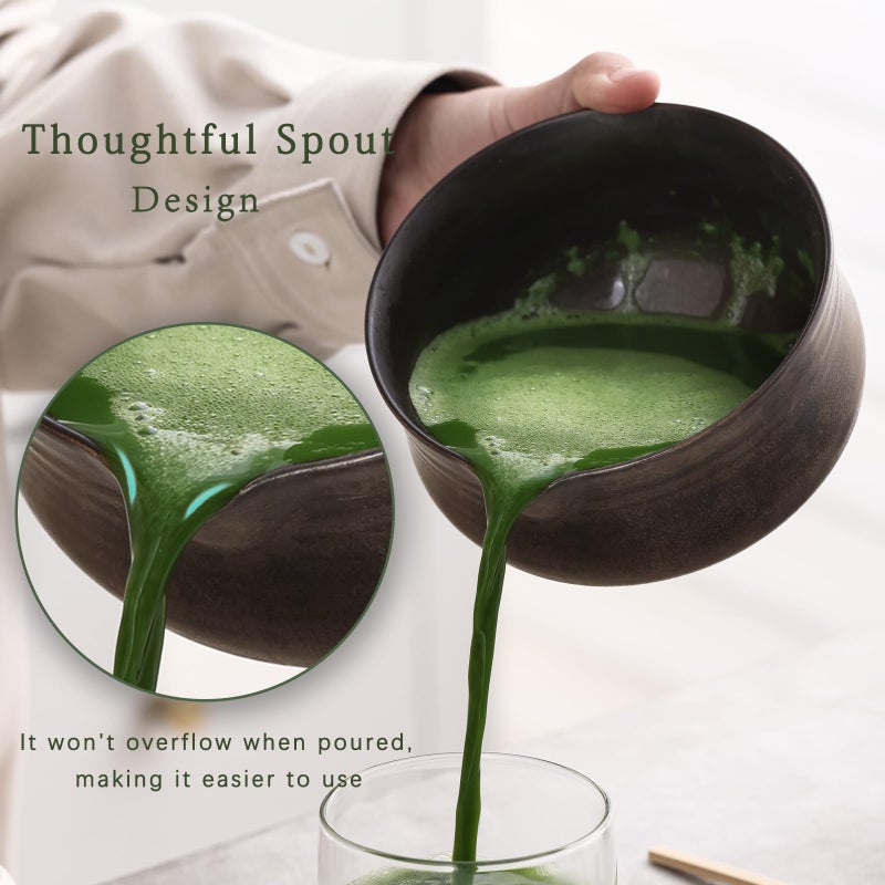 Ochcahser Matcha Set, Japanese Tea Set Includes Matcha Bowl with Spout, Matcha Whisk Holder (chasen), Bamboo Matcha Whisk and Bamboo Scoop, Ceramic Matcha Kit for Tea Lovers - Image 3