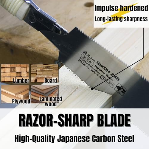 KAKURI Japanese Pull Saw 9.5" for Woodworking - Ryoba Double Edge Hand Saw with Blade Cover, Cane-Wrapped Handle, Tool-Free Blade Replacement - Made in Japan - Image 3