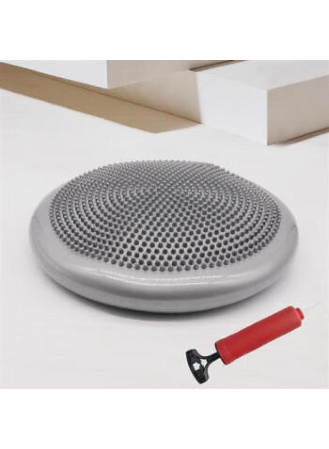 Loquat Yoga Inflatable Mat Balance Mat Sensory Rehabilitation Training Children's Balance Plate Semicircle Beginner Massage Ball Ankle Flat-Color:Inflatable Balance Pad (gray) To Send The Pump - Image 1