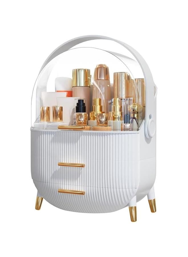 Arabest Makeup Organizer Skincare Organizers - Cosmetic Display Cases with Transparent Cover, SkinCare Organizers for Bathroom Countertop, Bedroom Vanity Desk, Lipstick Organizer, White  - Image 1