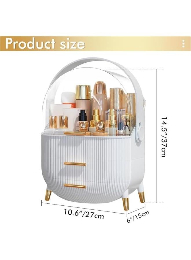 Arabest Makeup Organizer Skincare Organizers - Cosmetic Display Cases with Transparent Cover, SkinCare Organizers for Bathroom Countertop, Bedroom Vanity Desk, Lipstick Organizer, White  - Image 2