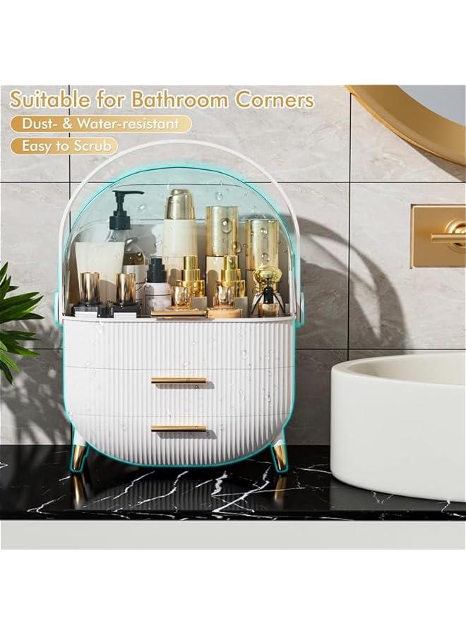 Arabest Makeup Organizer Skincare Organizers - Cosmetic Display Cases with Transparent Cover, SkinCare Organizers for Bathroom Countertop, Bedroom Vanity Desk, Lipstick Organizer, White  - Image 5