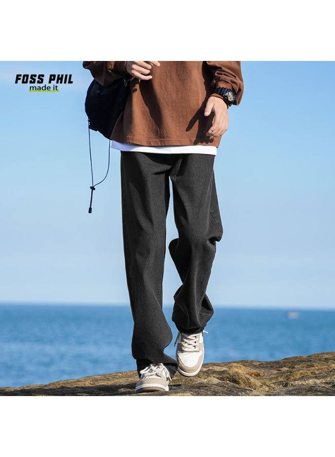 Foss Phil Vintage بنطلون جينز للرجال، صيفي أمريكي ستاين ستريت نمط رفيع، متعدد الاستخدامات كاجوال بسيط مستقيم الساق Fpn13، أسود ورمادي، مقاس M - Image 2