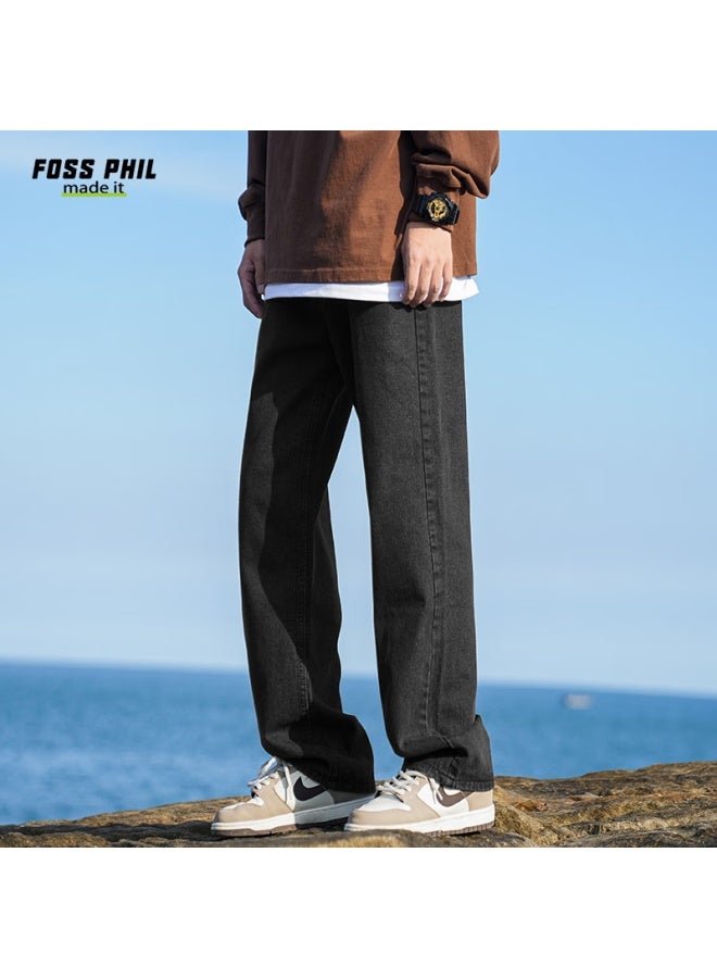 Foss Phil Vintage بنطلون جينز للرجال، صيفي أمريكي ستاين ستريت نمط رفيع، متعدد الاستخدامات كاجوال بسيط مستقيم الساق Fpn13، أسود ورمادي، مقاس M - Image 5