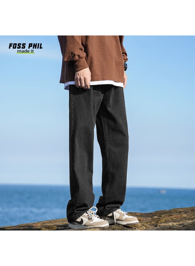 Foss Phil Vintage بنطلون جينز للرجال، صيفي أمريكي ستاين ستريت نمط رفيع، متعدد الاستخدامات كاجوال بسيط مستقيم الساق Fpn13، أسود ورمادي، مقاس M - Image 3
