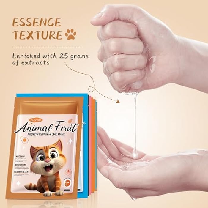 INSEEK 8 Pack Animal Facial Sheet Masks, Animal Face Masks Skincare for Kids Girls Spa, Deep Moisturize Spa Mask with Plant Extract for All Skin Types, Birthday Party Gifts for Teens Girls - Image 4