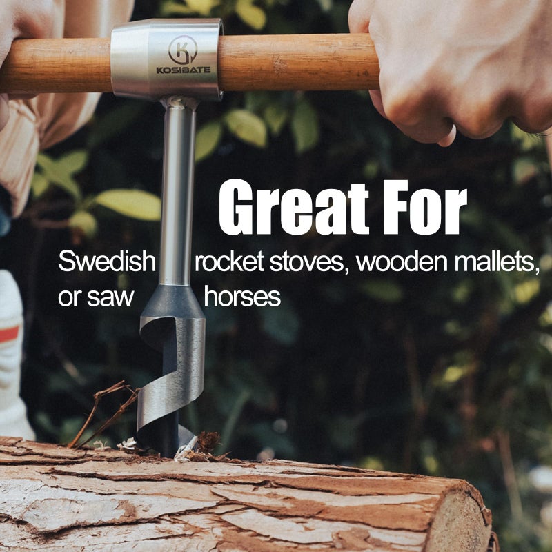 ‎KOSIBATE Kosibate Bushcraft Gear, Hand Auger Wrench for Easy Wood Drilling - Settlers Wrench and Bushcraft Tools Perfect for Camping and Woodworking Tasks-Scotch Eye Wood Drill with Leather Case Brown. - Image 2