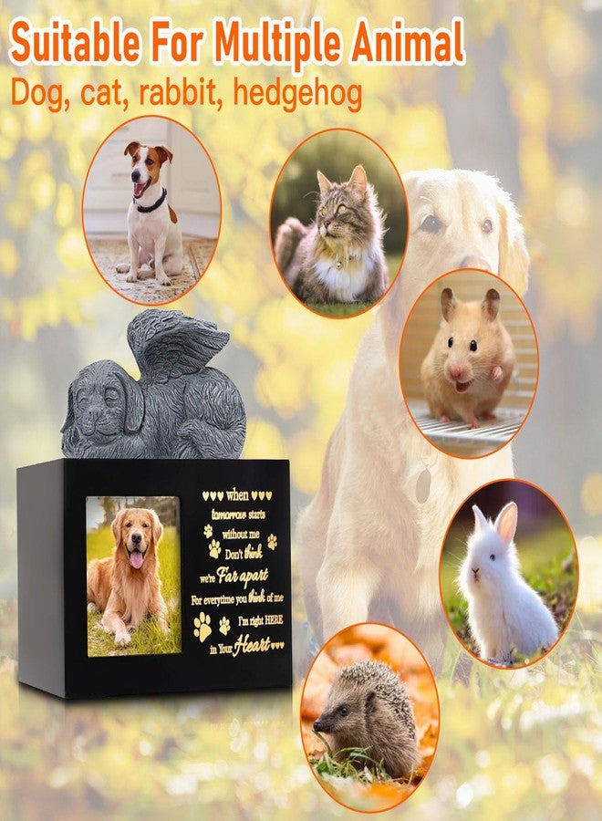 VINGVO Pet Memorial Urns for Dog Ashes Box, Large Wooden Pet Dogs Urns with Dog Angel and Photo Frame, Memorial Keepsake Memory Box, Loss Pet Puppy Memorial Black Funeral Cremation Box Remembrance Gift - Image 5