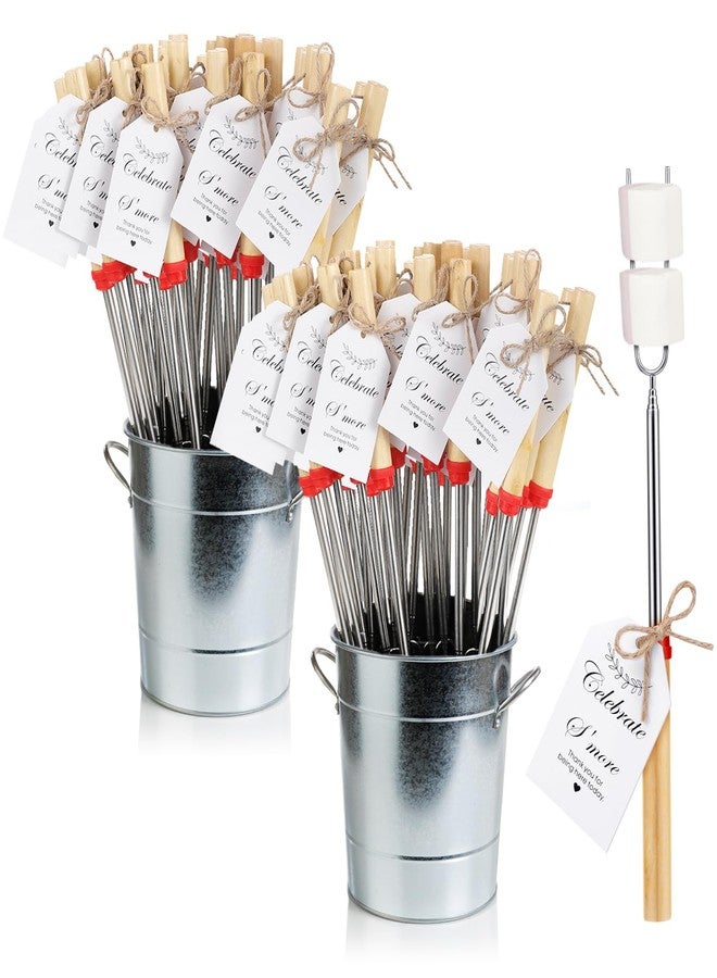 Yoande 48 Sets S'mores Party Favor Includes Smores Sticks for Fire Pit Celebrate Smore Birthday Party Favors Tags with String Extendable Marshmellow Sticks Smores Skewers for Wedding Camping - Image 1