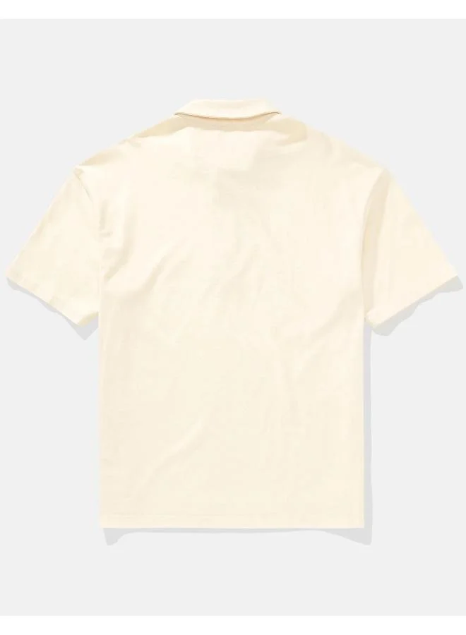 American Eagle AE Oversized Zip-Up Polo Shirt