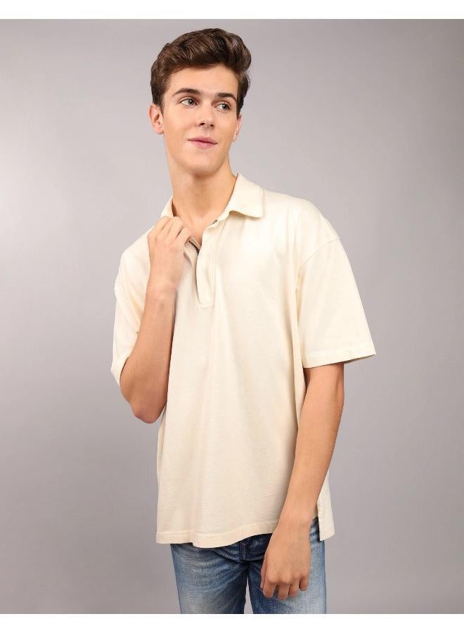 American Eagle AE Oversized Zip-Up Polo Shirt - Image 1