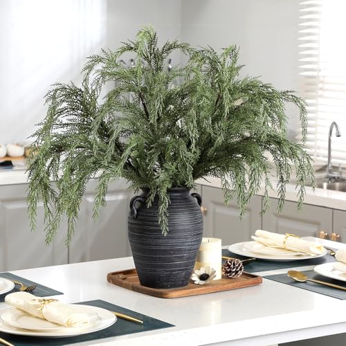 Giegxin 6 Pcs 36 Inch Christmas Artificial Cedar Branches Realistic Modern Greenery Norfolk Pine Stems Xmas Faux Pine Sprays Picks for Vase DIY Christmas Tree Garland Wreath Festive Home Decor - Image 3