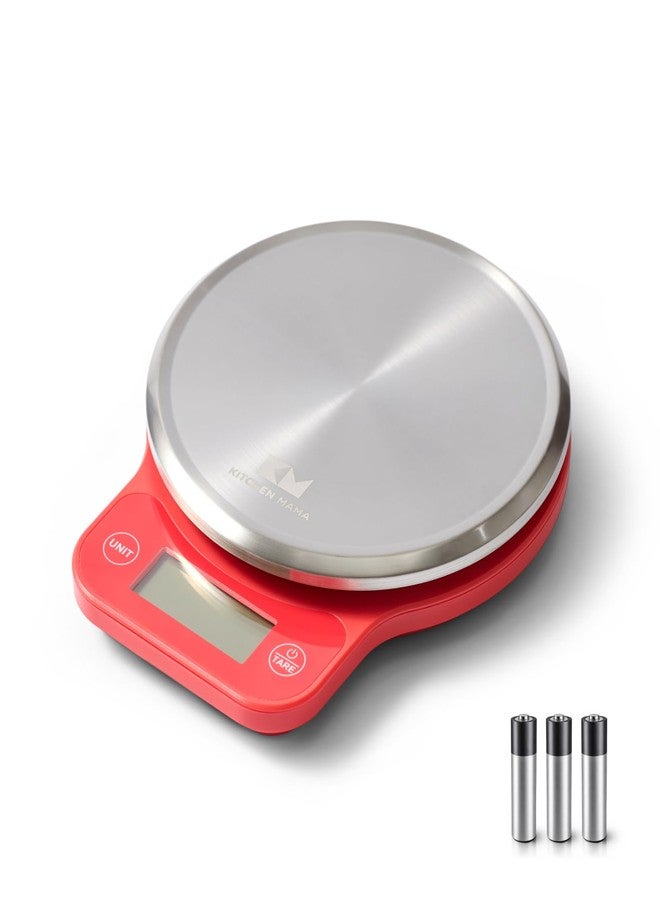 Kitchen Mama Q-Series Digital Food Scale, 13.2 lb / 6000g Kitchen Scale with Tare, 1g Precision, Stainless Steel Platform, LCD Display, Food Scale for Baking, Meal Prep & Portioning (Red) - Image 1
