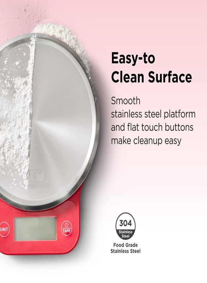 Kitchen Mama Q-Series Digital Food Scale, 13.2 lb / 6000g Kitchen Scale with Tare, 1g Precision, Stainless Steel Platform, LCD Display, Food Scale for Baking, Meal Prep & Portioning (Red) - Image 4