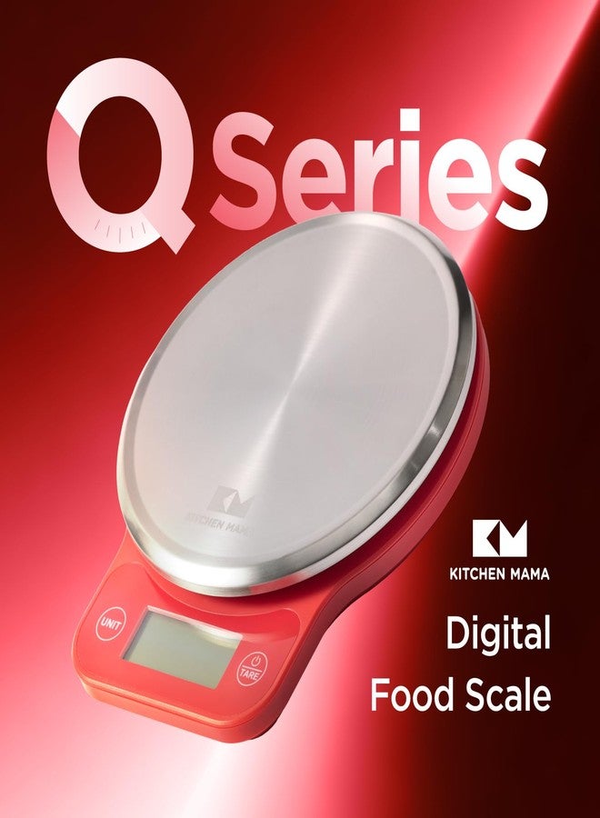 Kitchen Mama Q-Series Digital Food Scale, 13.2 lb / 6000g Kitchen Scale with Tare, 1g Precision, Stainless Steel Platform, LCD Display, Food Scale for Baking, Meal Prep & Portioning (Red) - Image 2