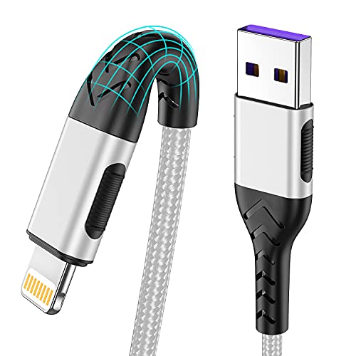 Durcord Compatible with iPhone Charger,3Pack 10FT USB A Cable for Phone Charger Cable, Fast Phone Charging Cord Compatible with Phone Xs Max/XS/XR/X/8/7/6S/6/Plus/SE/Pad(Bright Silver) - Image 1