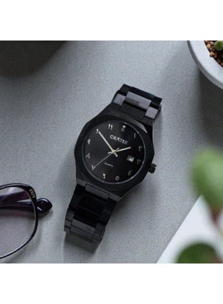 A luxurious men's set consisting of a regal stainless steel watch, a classic dial with date display, water resistance, prayer beads, a pen, and cufflinks. - view 2