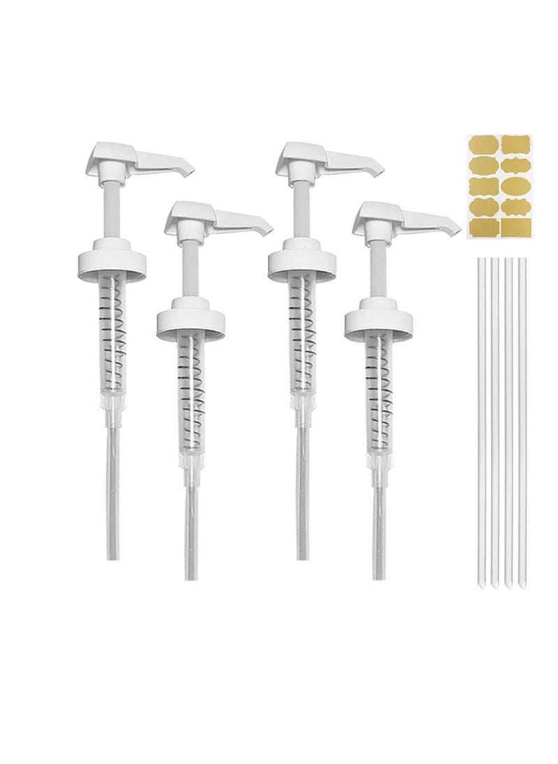 AMORIX 4 Pack Gallon Jug Pump Dispenser 38-400 White Pump for Gallon Jug Dispensing - 7cc Lotion Gallon Shampoo Pump Top Replacement, Fits 1 Gallon Bottle 64oz 128oz Hand Sanitizer Containers, Plus Labels  - Image 1