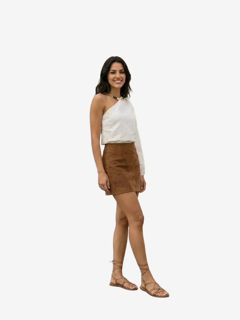 My Fashion Dusty White MY FASHION Off-Shoulder Cut-Out Cotton Poplin Blouse for Women | Best Price UAE