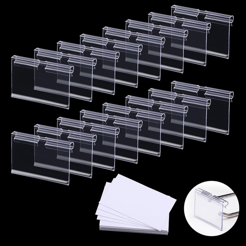 Motroce 140PCS Basket Labels Clip On, Includ 60PCS Clear Plastic Label Holders and 80PCS Label Papers, Labels for Storage Bins, Wire Shelf Retail Price, Merchandise Sign Display Holder for Supermarket - Image 1