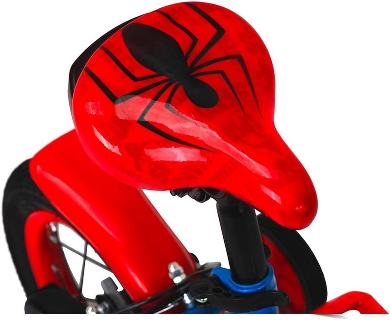 Spartan Marvel SpiderMan 12-Inch Kids Bicycle | 12-Inch Wheel Size | Removable Training Wheels | Adjustable Seat & Handlebar | Rear Mudguard | Official Marvel Design | Blue - Image 4
