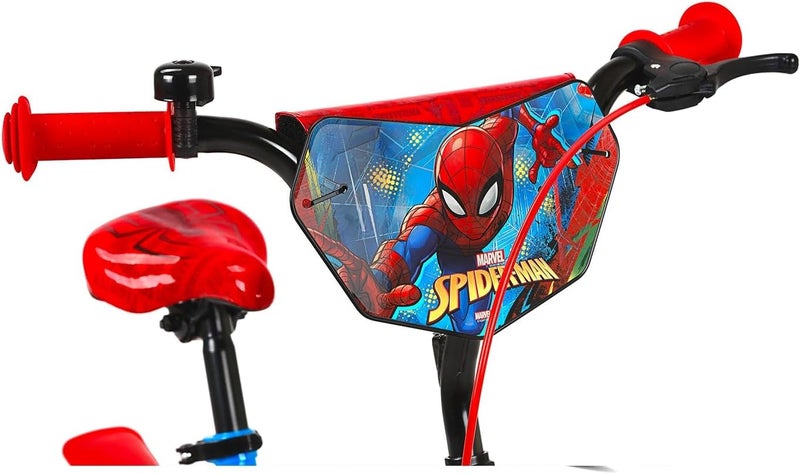 Spartan Marvel SpiderMan 12-Inch Kids Bicycle | 12-Inch Wheel Size | Removable Training Wheels | Adjustable Seat & Handlebar | Rear Mudguard | Official Marvel Design | Blue - Image 2