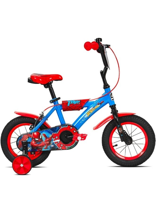 Spartan Marvel SpiderMan 12-Inch Kids Bicycle | 12-Inch Wheel Size | Removable Training Wheels | Adjustable Seat & Handlebar | Rear Mudguard | Official Marvel Design | Blue - Image 3