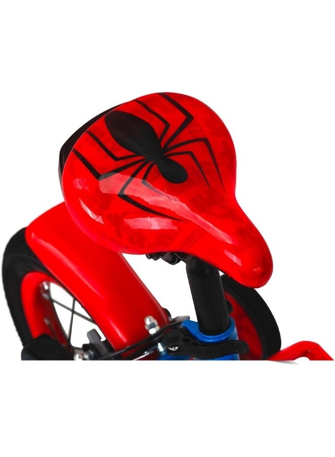 Spartan Marvel SpiderMan 12-Inch Kids Bicycle | 12-Inch Wheel Size | Removable Training Wheels | Adjustable Seat & Handlebar | Rear Mudguard | Official Marvel Design | Blue - Image 4