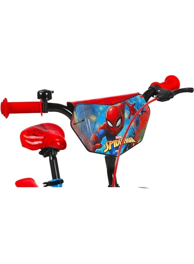 Spartan Marvel SpiderMan 12-Inch Kids Bicycle | 12-Inch Wheel Size | Removable Training Wheels | Adjustable Seat & Handlebar | Rear Mudguard | Official Marvel Design | Blue - Image 2
