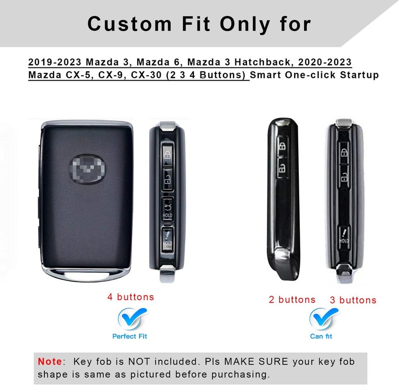 QBUC for Mazda Key Fob Cover Case with Keychain for 2019-2023 Mazda 3 6, Mazda 3 Hatchback, 2020-2023 Mazda CX-5, CX-9, CX-30 - Image 3