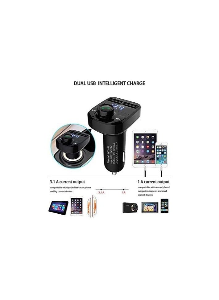 Generic - Bluetooth Car Kit with FM Transmitter & MP3 Player – LCD Display, Dual USB Fast Car Charger (3.1A), Hands-Free Calling & Music Streaming - Image 1
