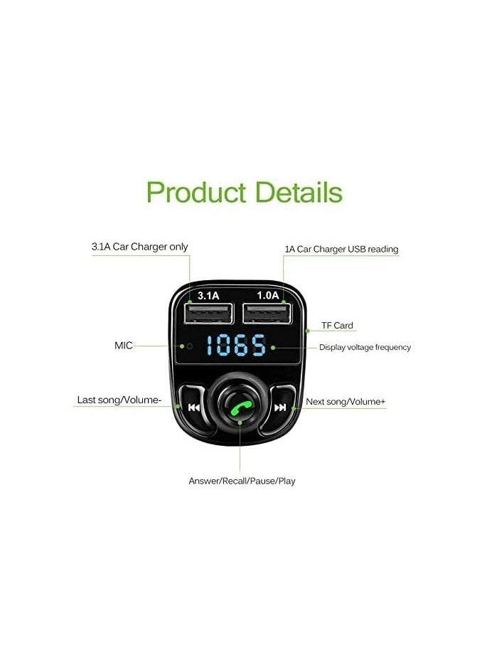 Generic - Bluetooth Car Kit with FM Transmitter & MP3 Player – LCD Display, Dual USB Fast Car Charger (3.1A), Hands-Free Calling & Music Streaming - Image 1