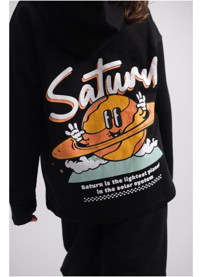 playmore Unisex Saturn Long-Sleeved Hooded T-Shirt  - Image 3