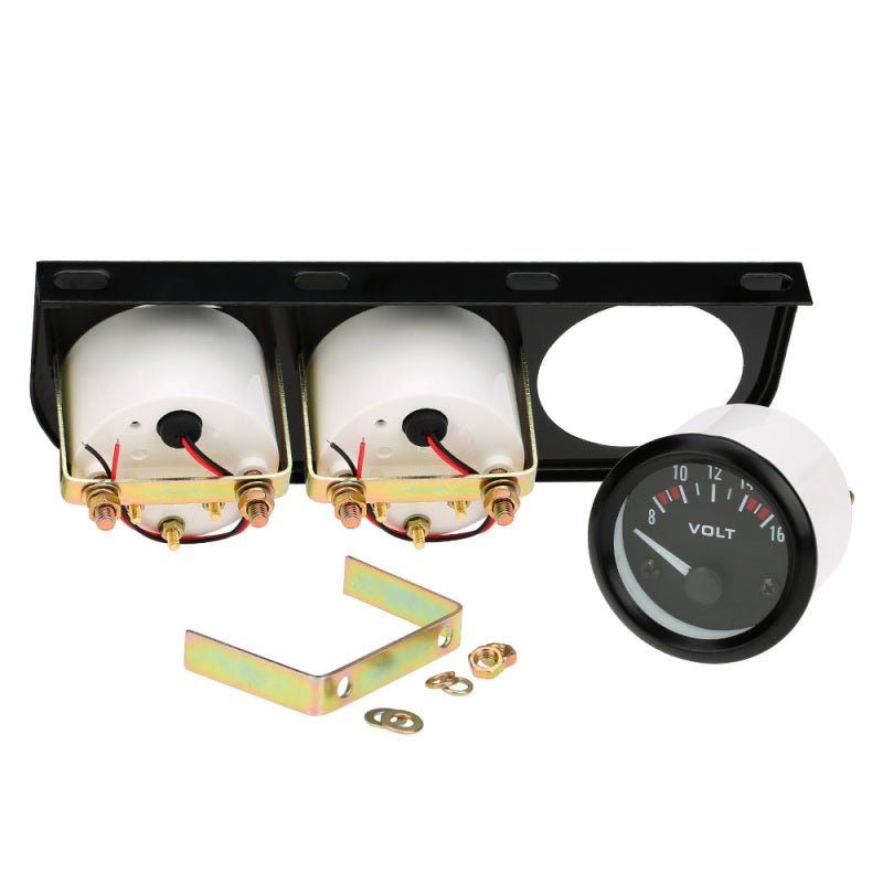 Triple Gauge Kit: 3-In-1 Black High Sensitivity, Unrivaled Accuracy LED Back-Lit Gauge Kit - Black Metal Bracket & Bezel Panel Gauge Kit for Vehicle Engine Monitoring - Image 2