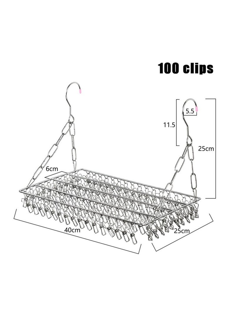 MARGOUN Clothes Drying Hanger with 100 Clips Stainless Steel Metal Laundry Hanging Drying Rack for Socks Towels Underwear Diaper - Image 3