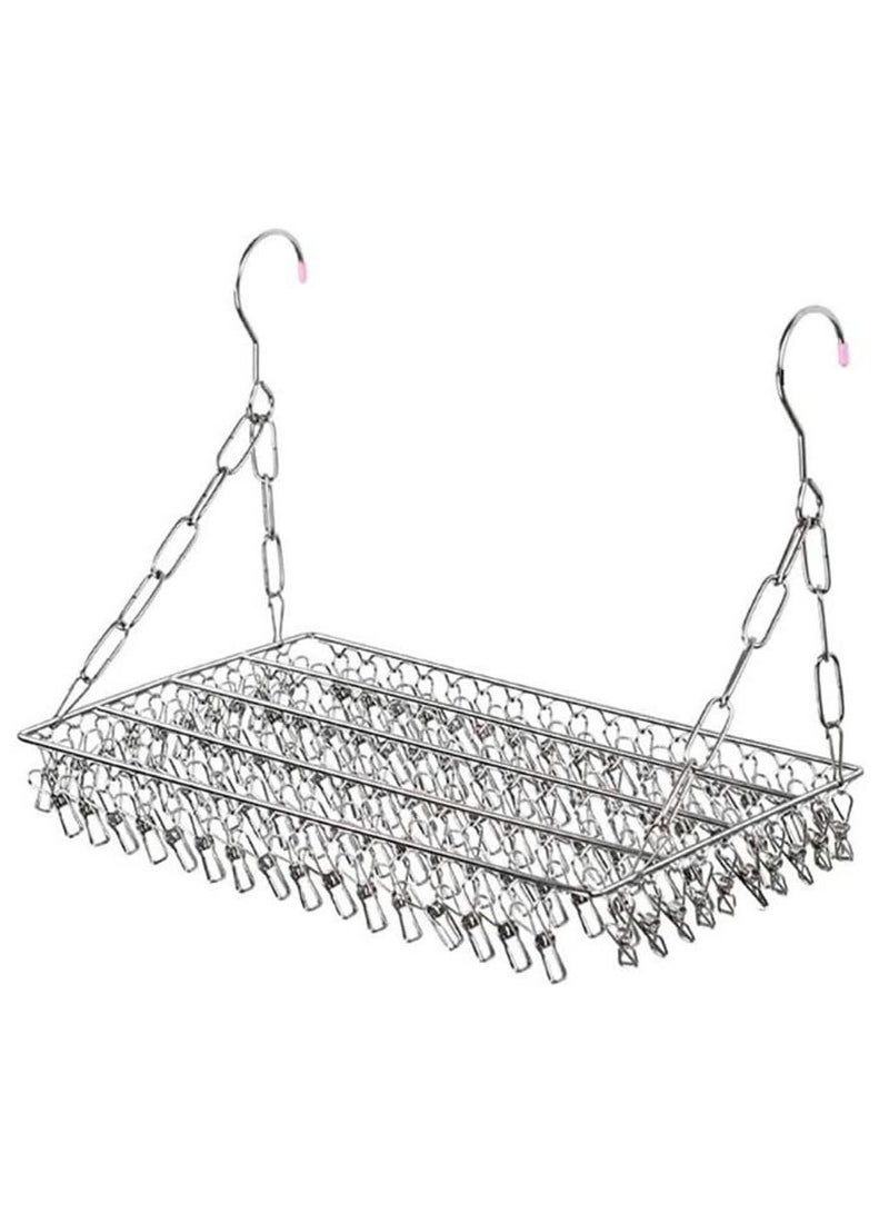 MARGOUN Clothes Drying Hanger with 100 Clips Stainless Steel Metal Laundry Hanging Drying Rack for Socks Towels Underwear Diaper - Image 1