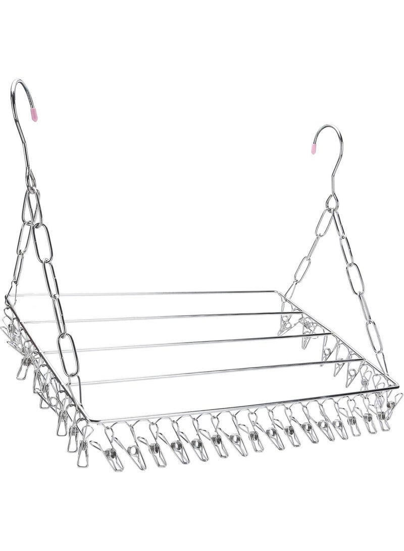 MARGOUN Clothes Drying Hanger with Clips Stainless Steel Metal Laundry Hanging Drying Rack for Socks Towels Underwear Diaper - Image 1