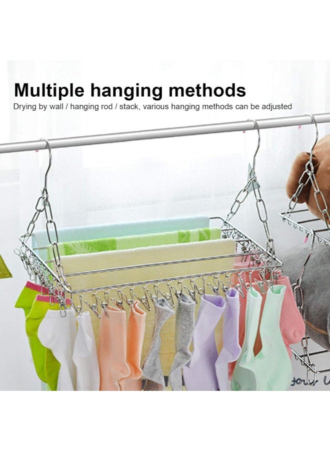 MARGOUN Clothes Drying Hanger with Clips Stainless Steel Metal Laundry Hanging Drying Rack for Socks Towels Underwear Diaper - Image 3