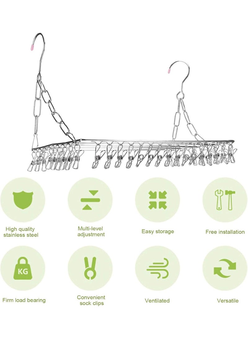 MARGOUN Clothes Drying Hanger with Clips Stainless Steel Metal Laundry Hanging Drying Rack for Socks Towels Underwear Diaper - Image 5