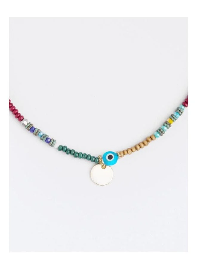 Jimmy Key  Brown Evil Eye Detailed Adjustable Bead Necklace. for Women | Best Price UAE