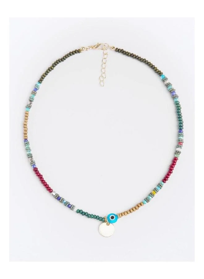 Jimmy Key  Brown Evil Eye Detailed Adjustable Bead Necklace. for Women | Best Price UAE