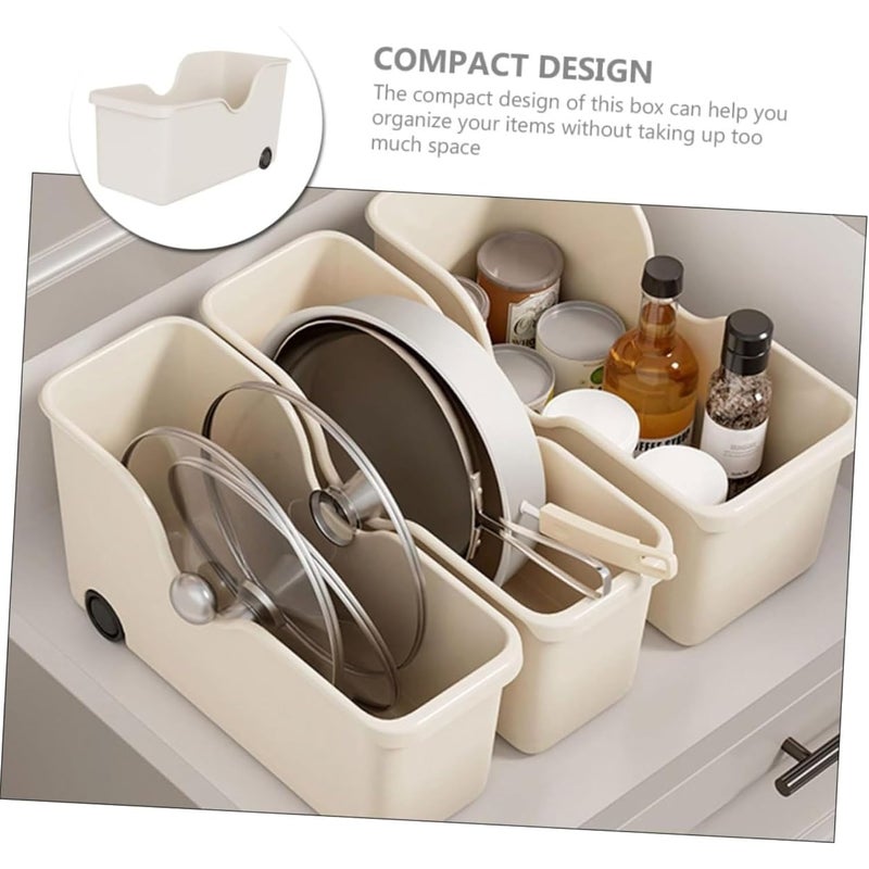 Home Essentials HomeEssentials plastic MultiPurpose Storage Basket with Wheels Ideal for Kitchen Utensils Pots Spice Jars and Books Portable Under Sink Organizer for a ClutterFree Space Set of 3 White - Image 4