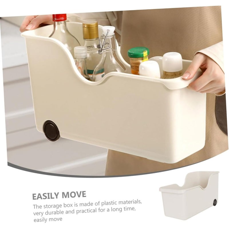 Home Essentials HomeEssentials plastic MultiPurpose Storage Basket with Wheels Ideal for Kitchen Utensils Pots Spice Jars and Books Portable Under Sink Organizer for a ClutterFree Space Set of 3 White - Image 3