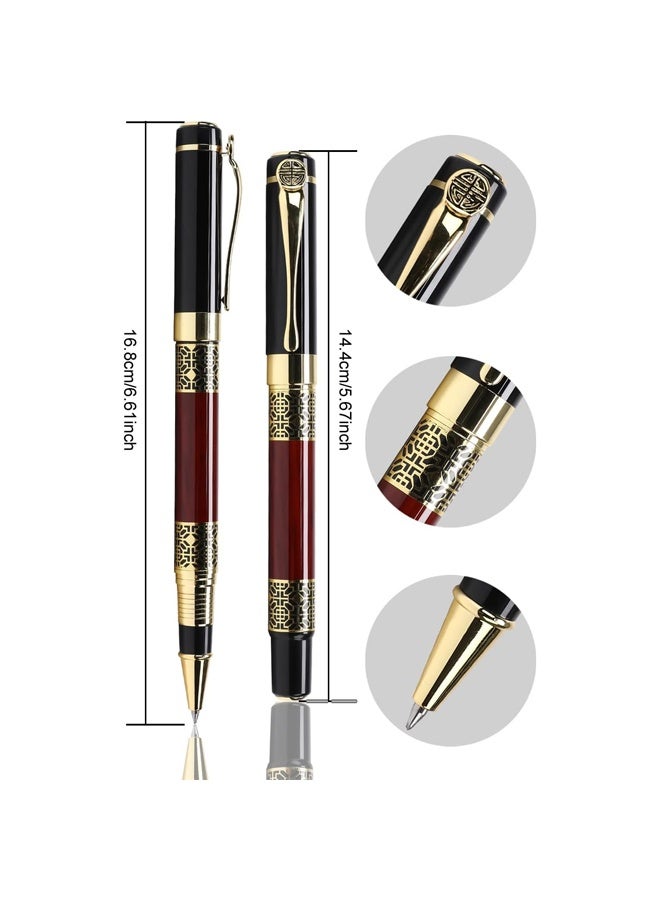 BiuTFon Expert Ballpoint Pen Red Wood Grain with Chrome Trim Luxury, Line 0.5mm Tip Come 2 Pieces Ink Refill, Nice BallPens Classy Gift Box for Student, Executive, Office (Black Ink) - Image 5
