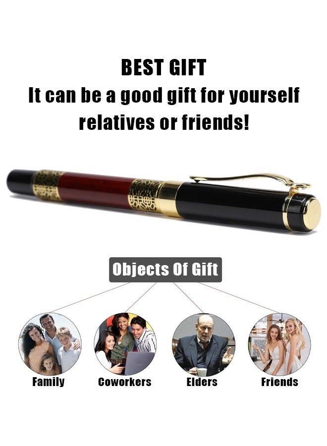 BiuTFon Expert Ballpoint Pen Red Wood Grain with Chrome Trim Luxury, Line 0.5mm Tip Come 2 Pieces Ink Refill, Nice BallPens Classy Gift Box for Student, Executive, Office (Black Ink) - Image 4